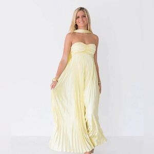 Pale Yellow Scarf Dress / Formal / Evening / Ball
